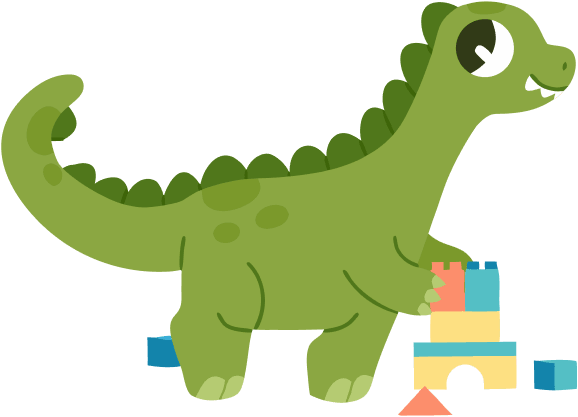 Friendly dinosaur illustration – kids learn through play