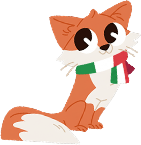 Fox wearing and Italian scarf – keep your family's heritage language alive