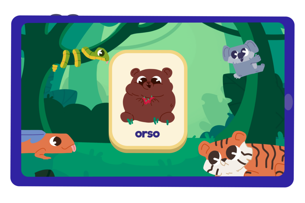Kids learning Italian vocabulary