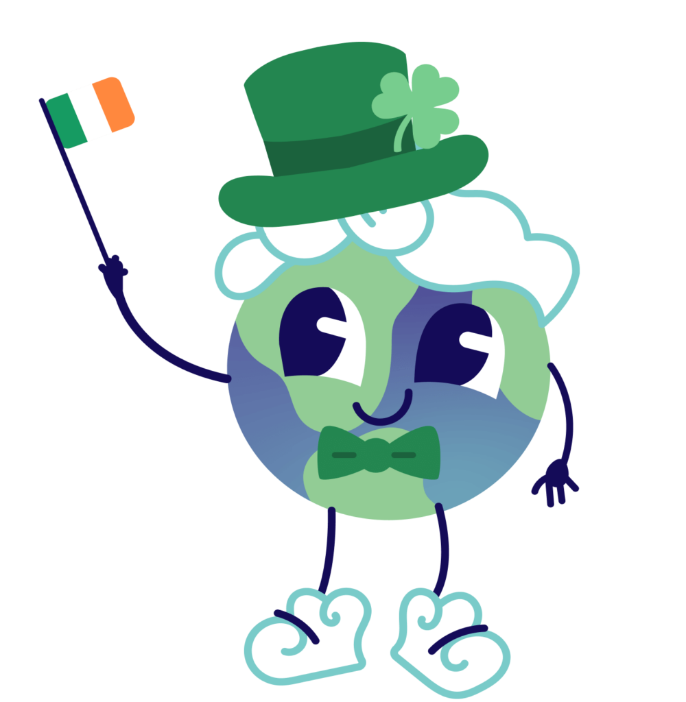Lini holding the Irish flag