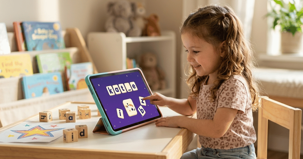 child playing games in German on Parlini Land social banner