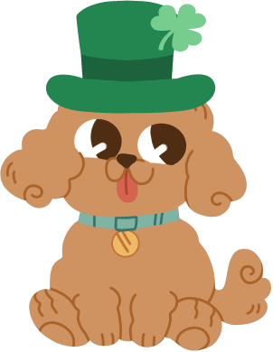 dog wearing an Irish hat