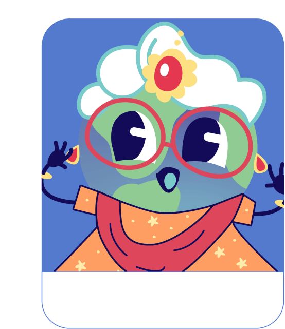 Lini the globe mascot dressed for Hindi – Hindi learning games for kids