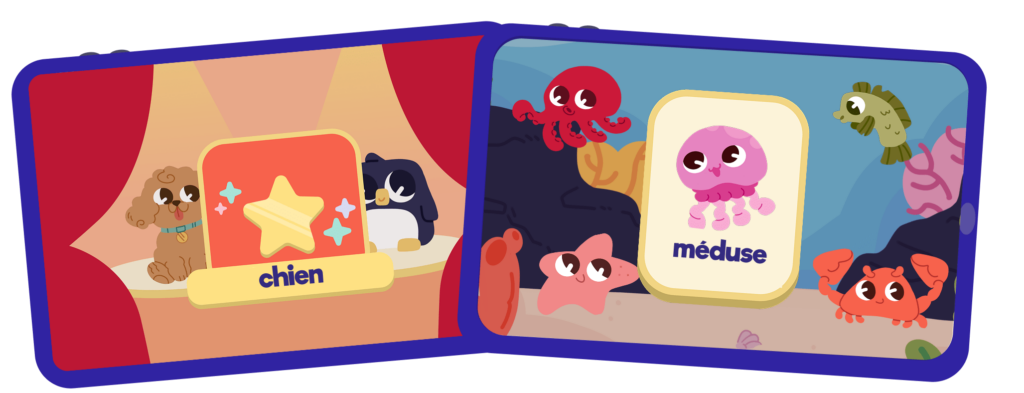 kids learn words in French with fun games