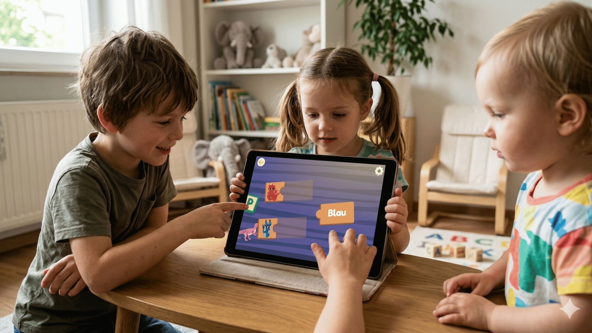 kids learning colours in german through puzzle games