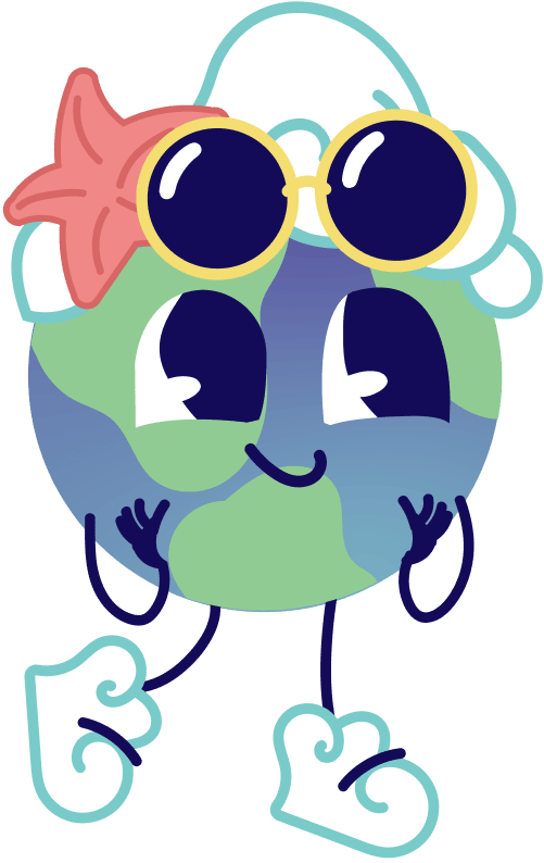 Lini the globe mascot excited – start learning today