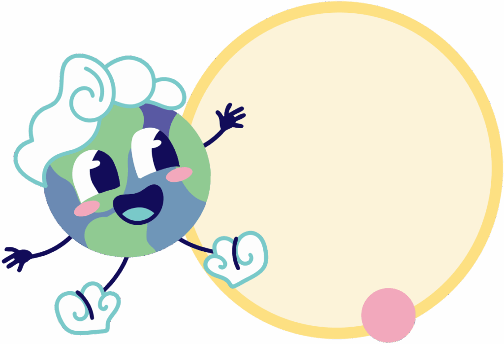 Lini the globe mascot with friendly Parlini Land game characters