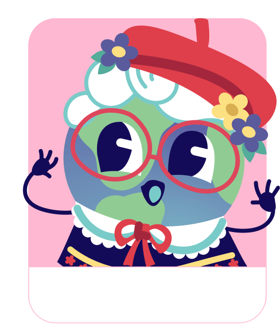 Lini the globe mascot dressed for Polish – Polish learning games for kids