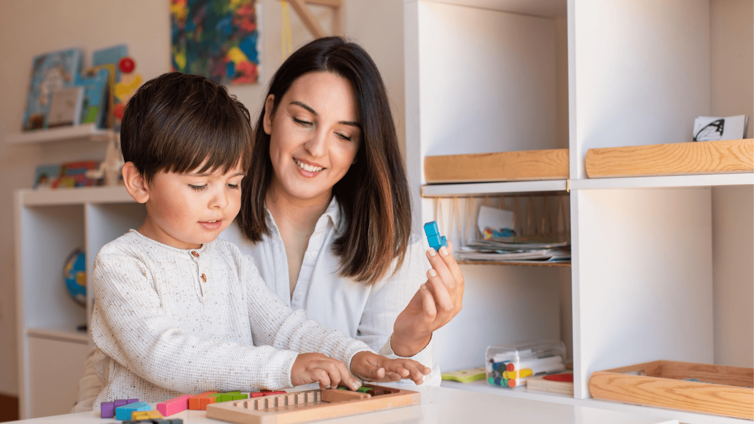 parent teaching child German at home through different playful activities