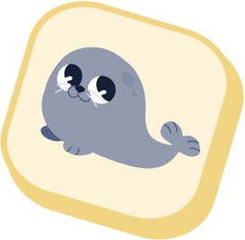 seal on a card - learn words in your language